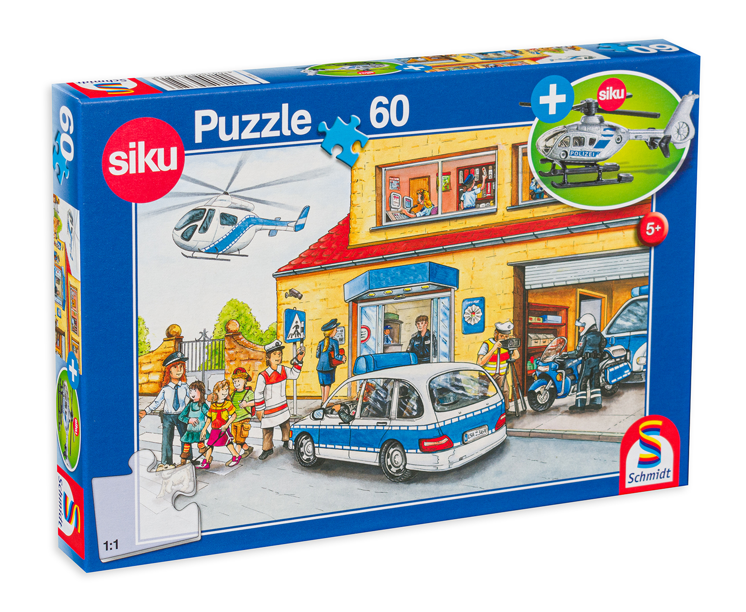 Пъзел Schmidt от 60 части - Полицейски хеликоптер, с фигурка Siku