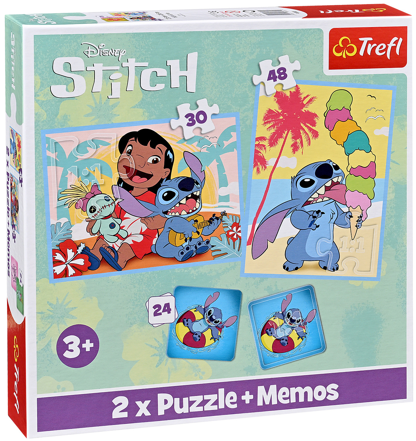 Пъзел Trefl 2 в 1 - Щастлив ден на Лило и Стич