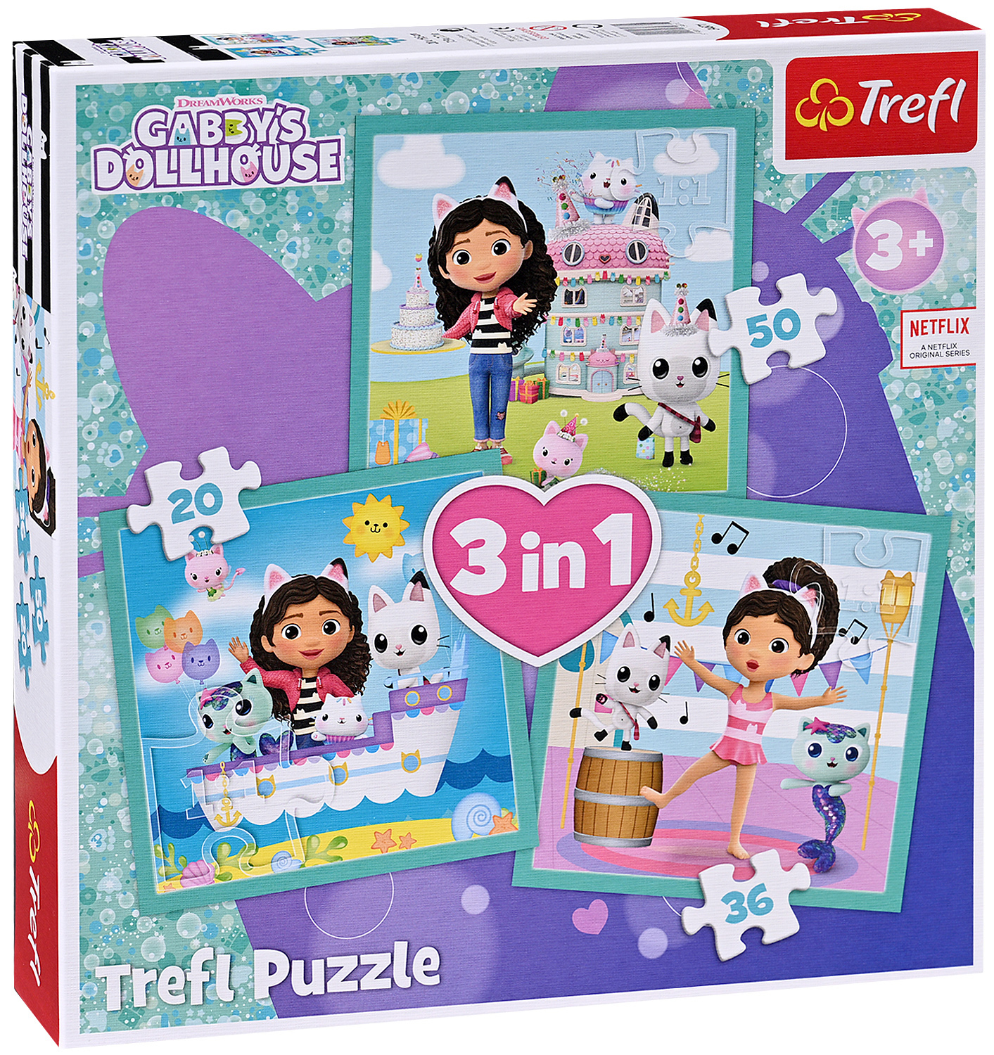 Пъзел Trefl 3 в 1 - Активният живот на Габи
