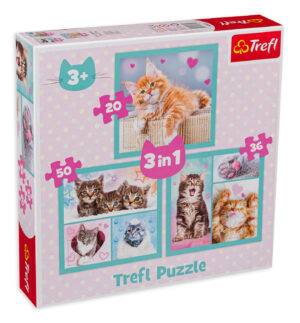 Пъзел Trefl 3 в 1 - Сладки животни