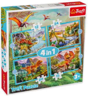 Пъзел Trefl 4 в 1 - Динозаври