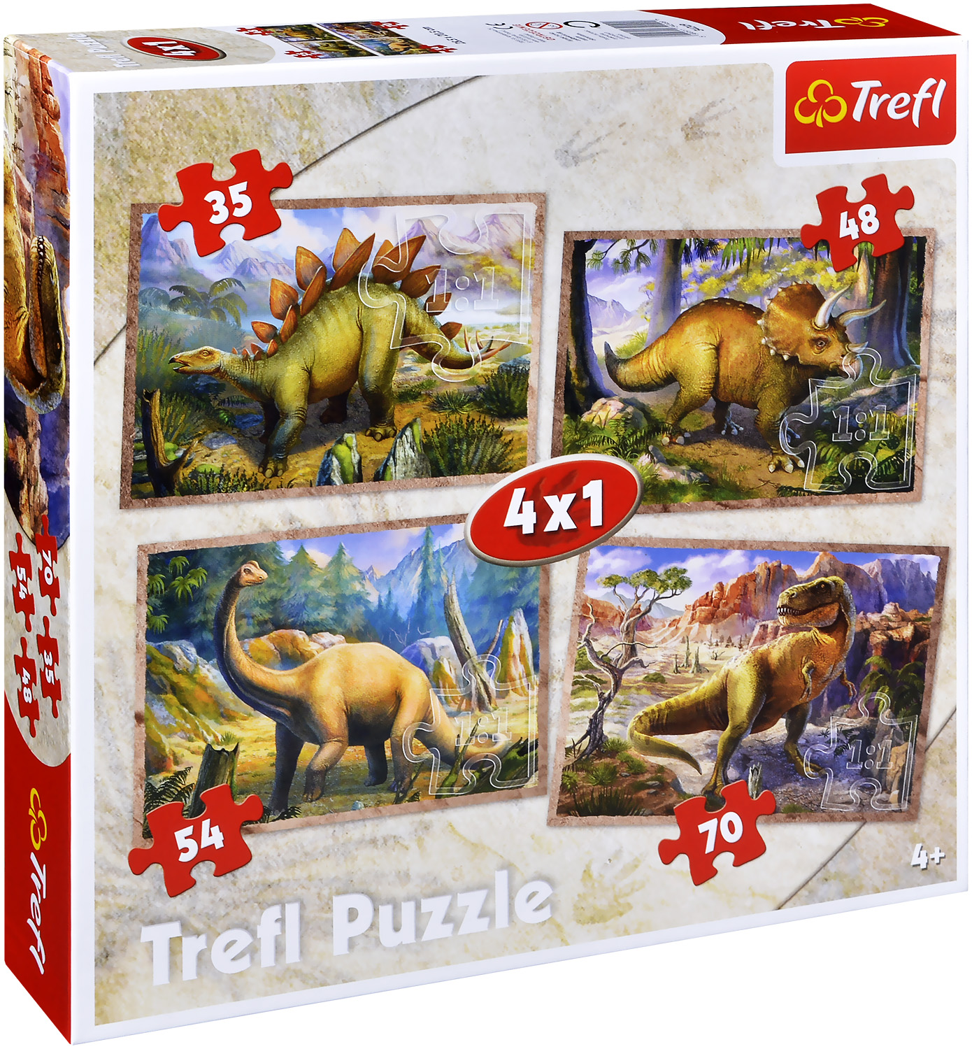 Пъзел Trefl 4 в 1 - Динозаври