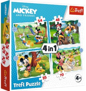 Пъзел Trefl 4 в 1 - Хубав ден за Мики Маус