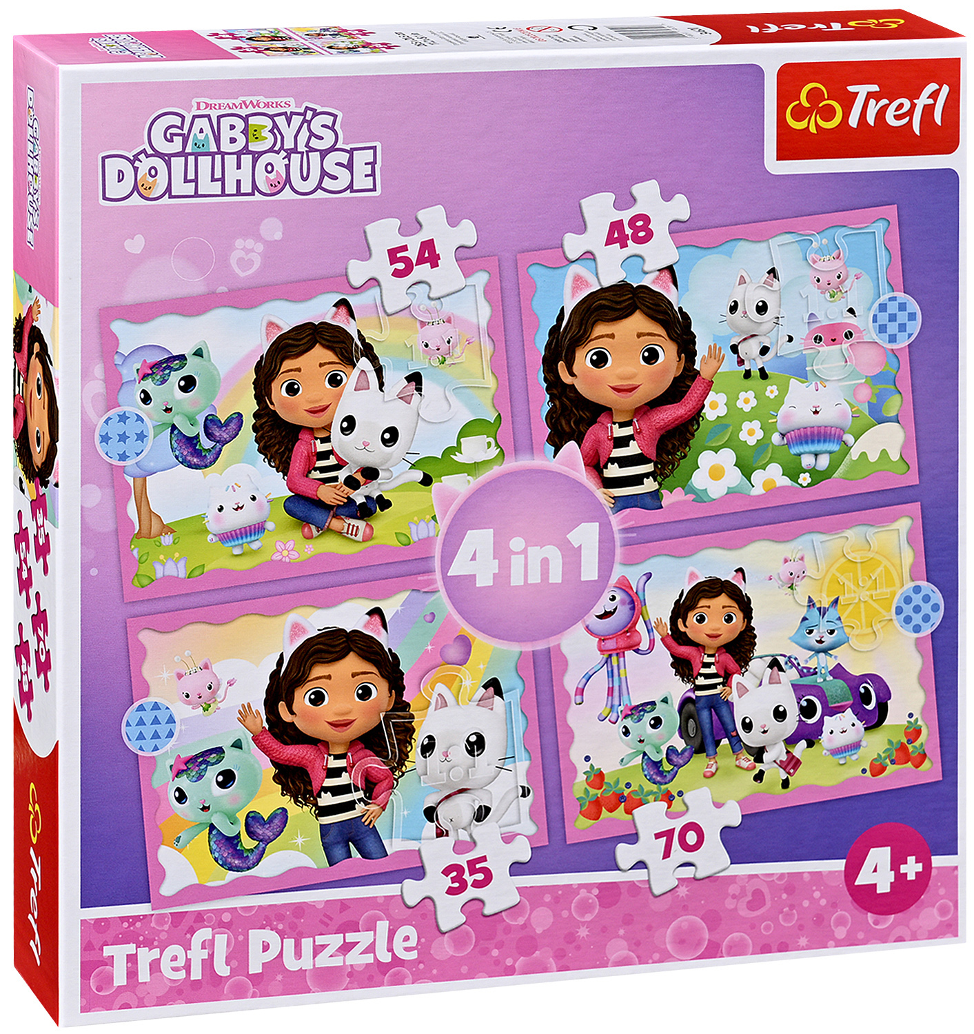 Пъзел Trefl 4 в 1 - Къщичката за кукли на Габи