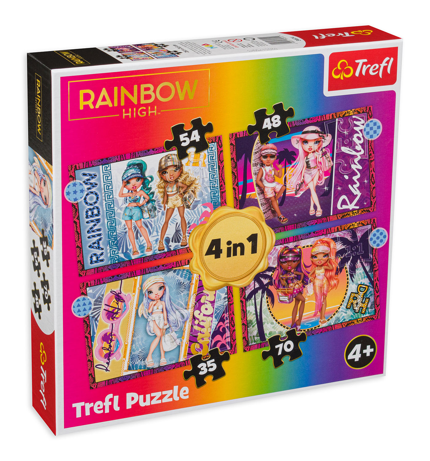 Пъзел Trefl 4 в 1 - Куклите от Рейнбоу Хай