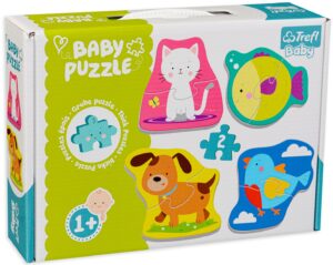 Пъзел Trefl 4 в 1 - Малки животни