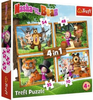 Пъзел Trefl 4 в 1 - Маша в гората