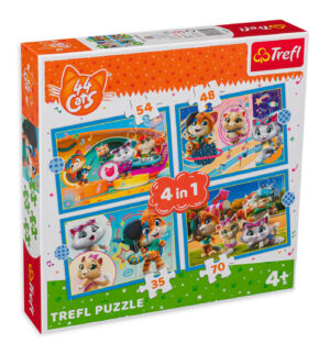 Пъзел Trefl 4 в 1 - Отборът на котките