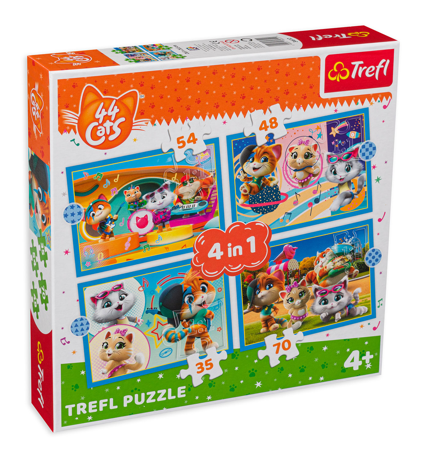 Пъзел Trefl 4 в 1 - Отборът на котките