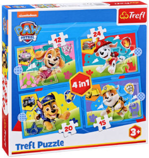 Пъзел Trefl 4 в 1 - Пес Патрул в движение