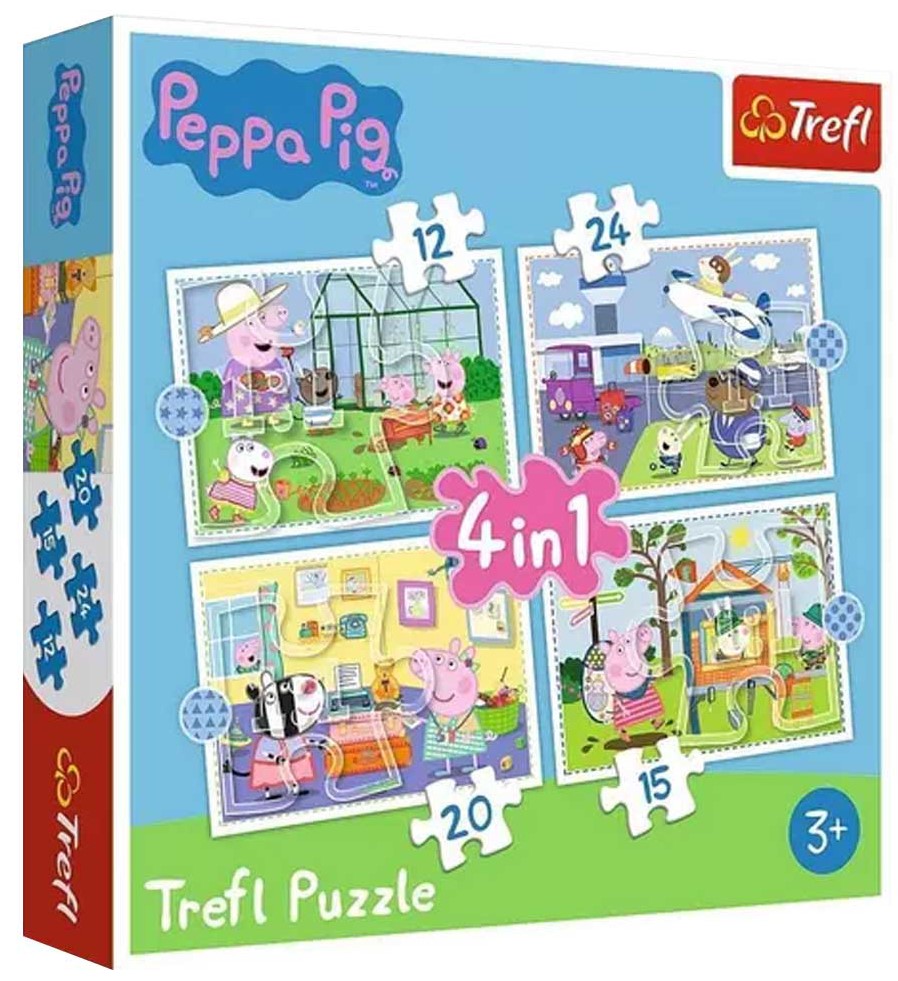 Пъзел Trefl 4 в 1 - Прасенцето Пепа