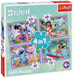 Пъзел Trefl 4 в 1 - Шантавият ден на Лило и Стич