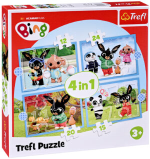 Пъзел Trefl 4 в 1 - Щастливият Бинг