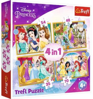 Пъзел Trefl 4 в 1 - Щастливият ден на принцесите