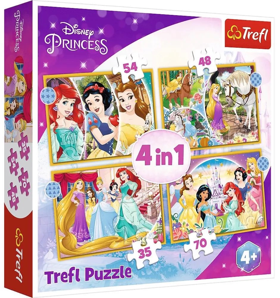 Пъзел Trefl 4 в 1 - Щастливият ден на принцесите