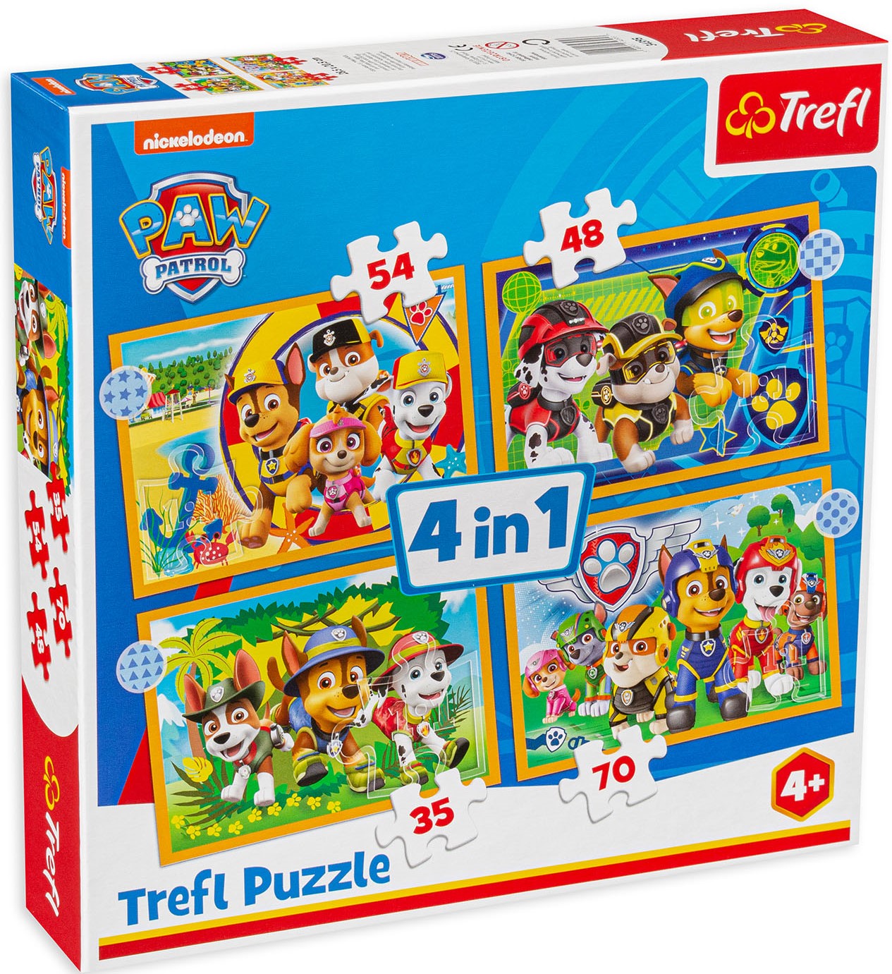 Пъзел Trefl 4 в 1 - Ваканцията на Пес Патрул