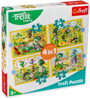 Пъзел Trefl 4 в 1 - Забавления със семейство Трефлик