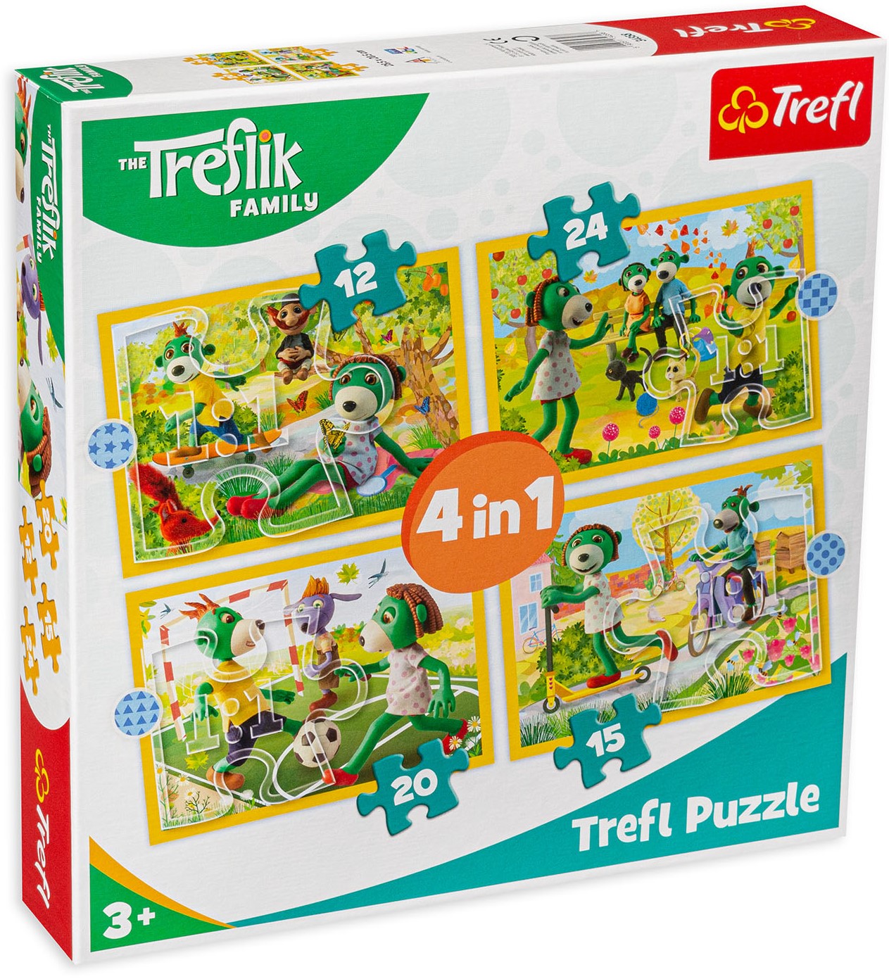 Пъзел Trefl 4 в 1 - Забавления със семейство Трефлик