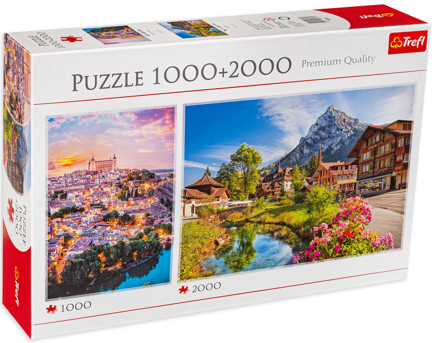 Пъзел Trefl от 1000 + 2000 части - Толедо и Алпите през лятото