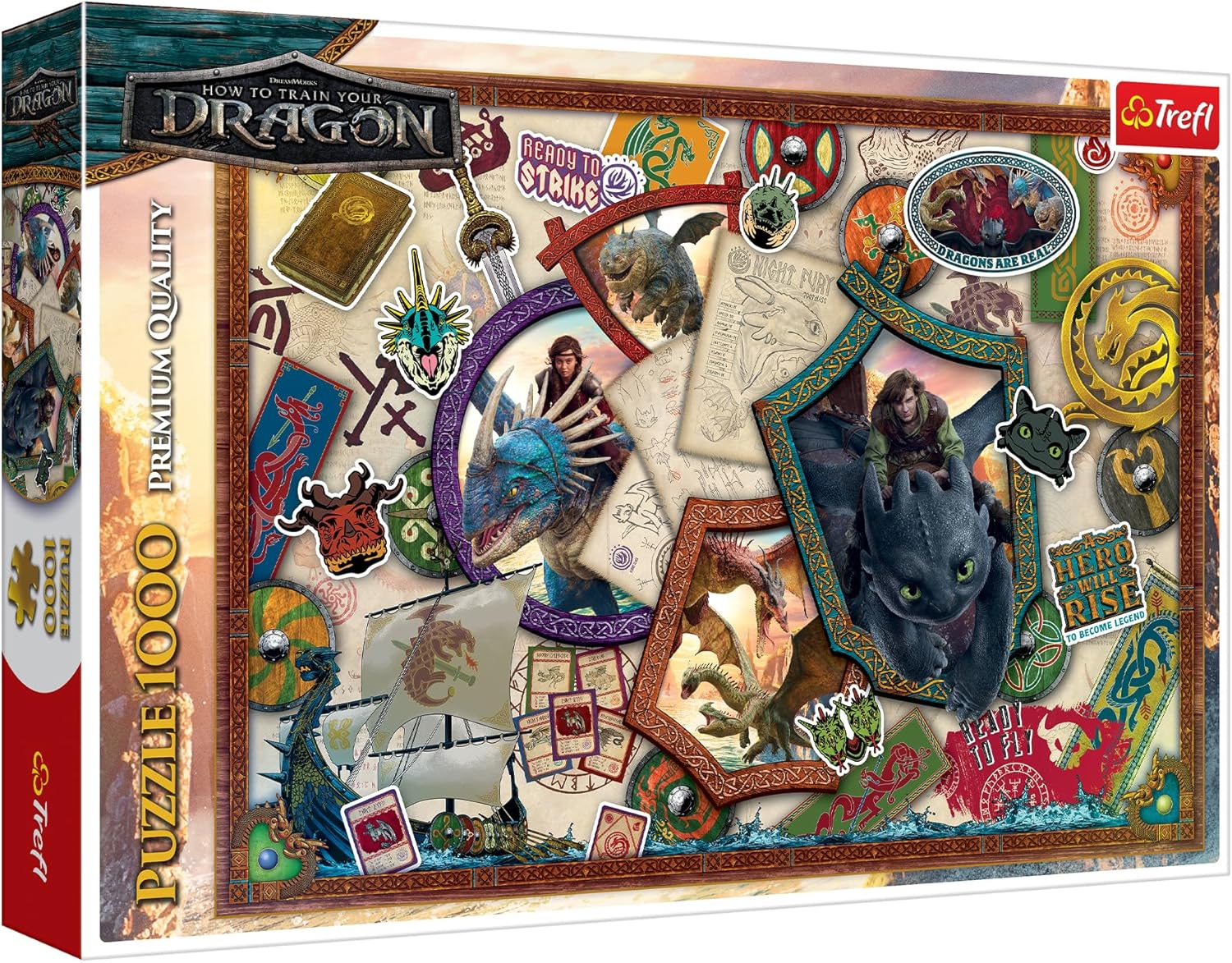 Пъзел Trefl от 1000 части - Как да си дресираш дракон - герои