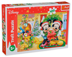 Пъзел Trefl от 100 части - Магията на Коледа с Мики, Мини и Плуто