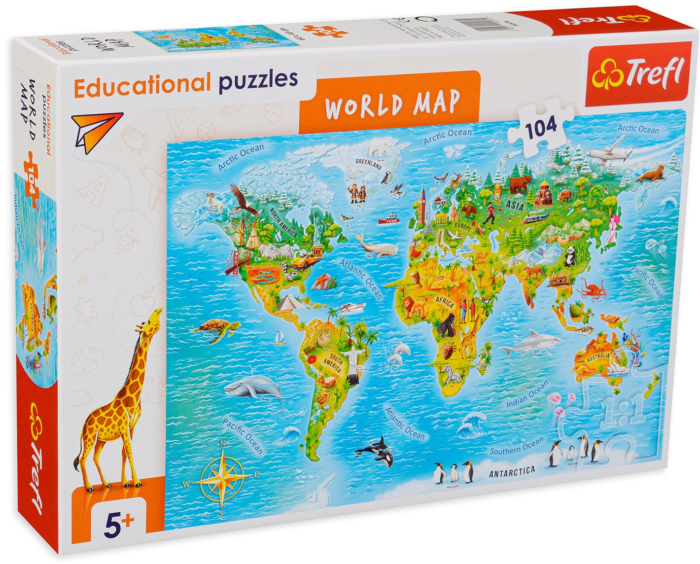 Пъзел Trefl от 104 части - Карта на света