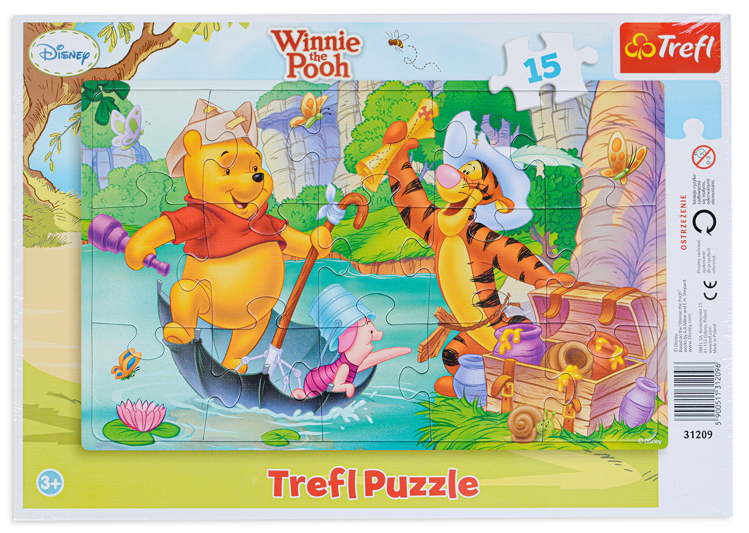 Пъзел Trefl от 15 части - Мечо Пух За съкровище