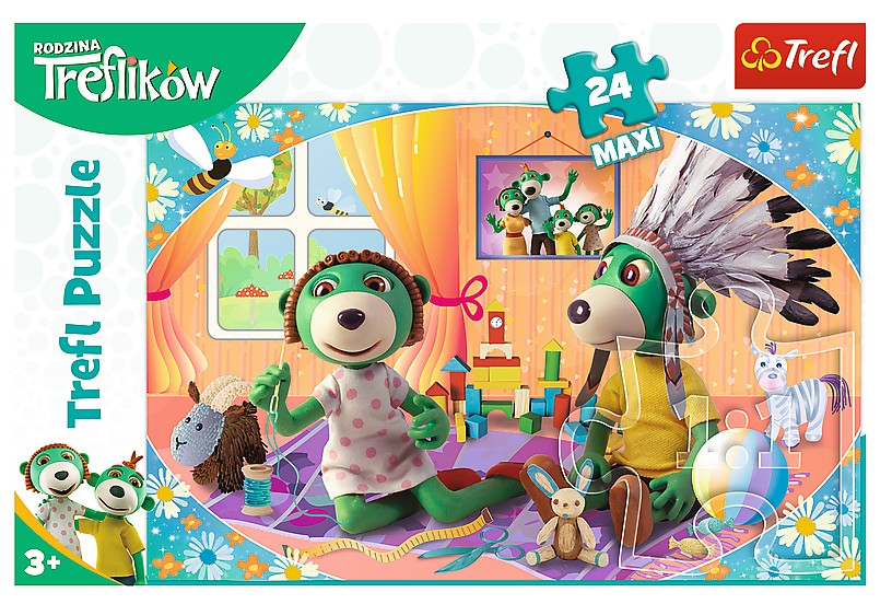 Пъзел Trefl от 24 макси части - Забавление със семейство Трефлик