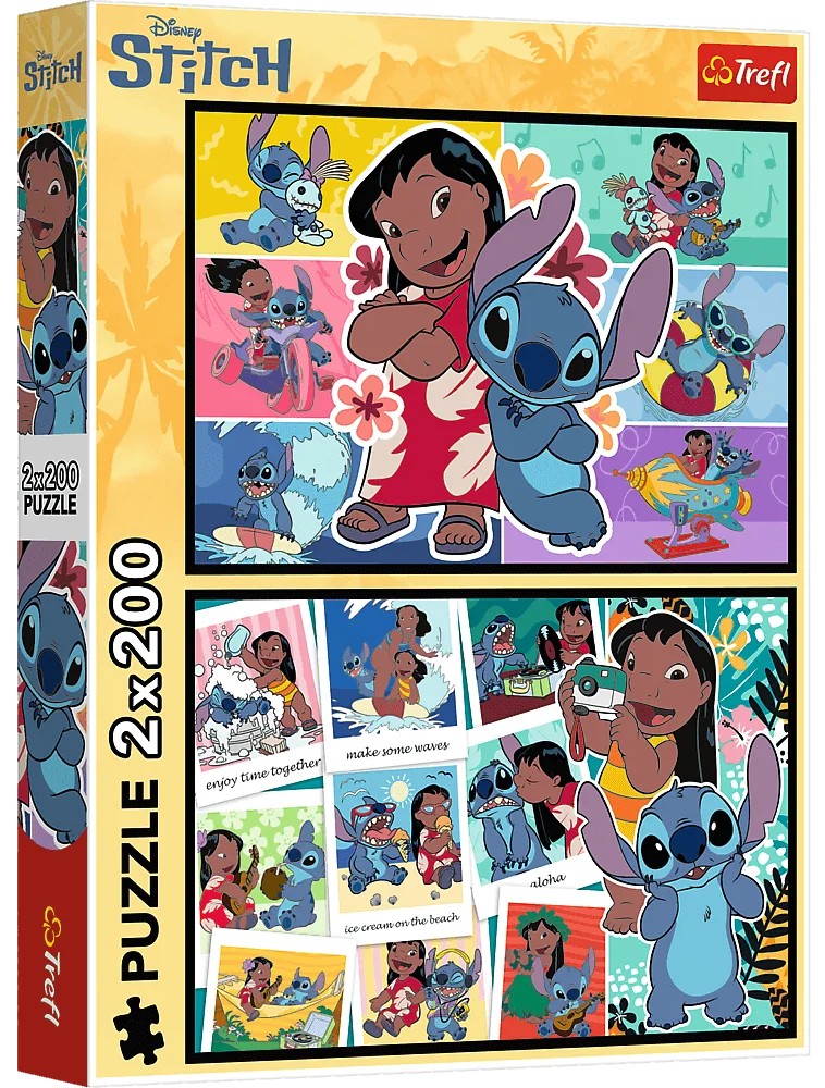 Пъзел Trefl от 2 x 200 части - Щастливият живот на Стич