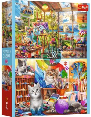 Пъзел Trefl от 2 x 500 части - Изкуството на рисуването