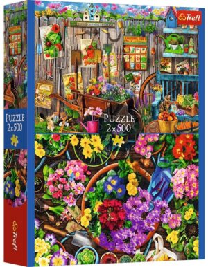 Пъзел Trefl от 2 x 500 части - Работа в градината