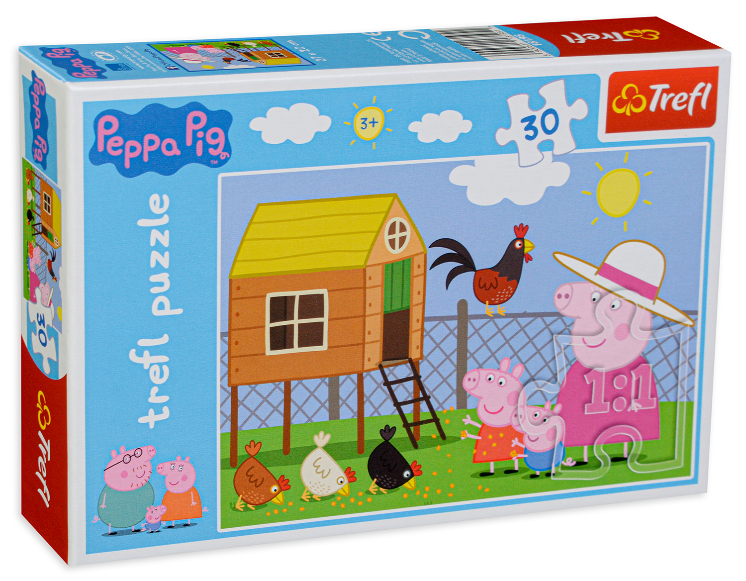 Пъзел Trefl от 30 части - Прасенцето Пепа на гости на кокошчиците