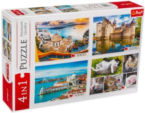 Пъзел Trefl от 4 х 1000 части - Замъци и котки
