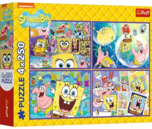 Пъзел Trefl от 4 x 250 части - Шантавият свят на Спондж Боб