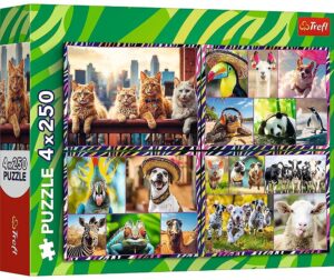 Пъзел Trefl от 4 x 250 части - Забавни животни