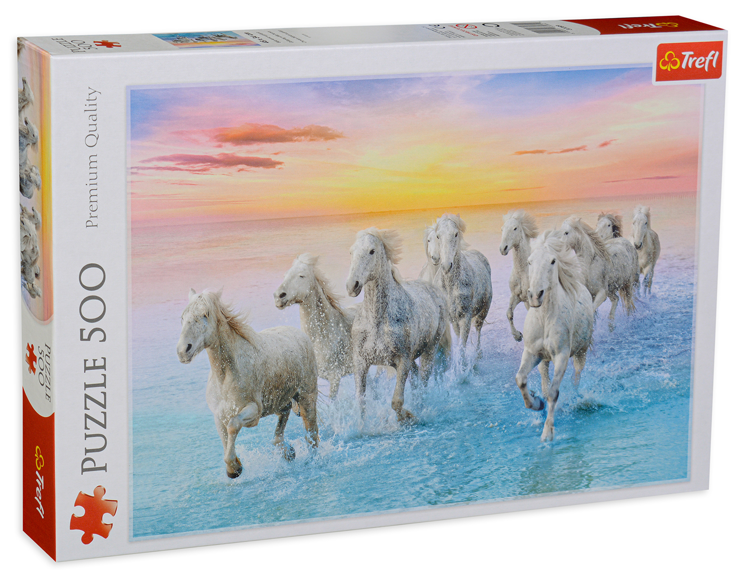 Пъзел Trefl от 500 части - Галопиращи бели коне