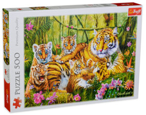 Пъзел Trefl от 500 части - Семейство тигри, Марчело Корти