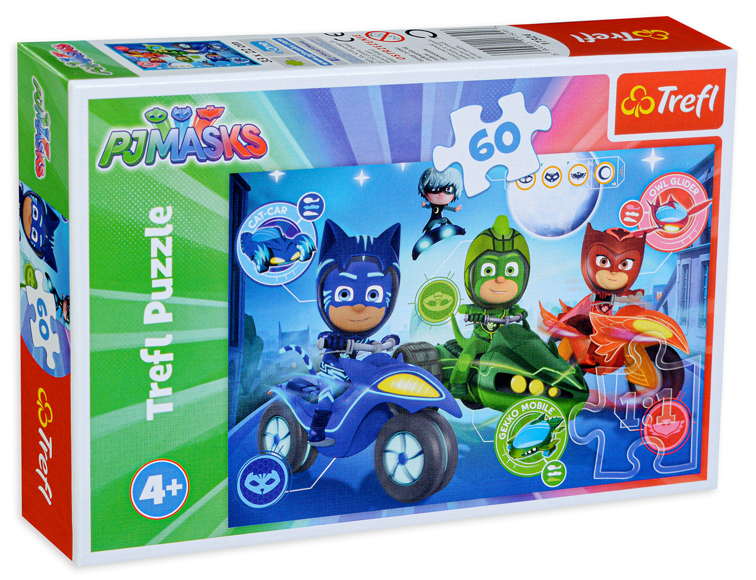 Пъзел Trefl от 60 части - PJ Masks, Среднощно състезание