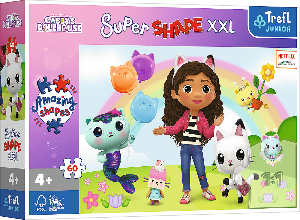 Пъзел Trefl от 60 XXL части - Щастливите приятели на Габи