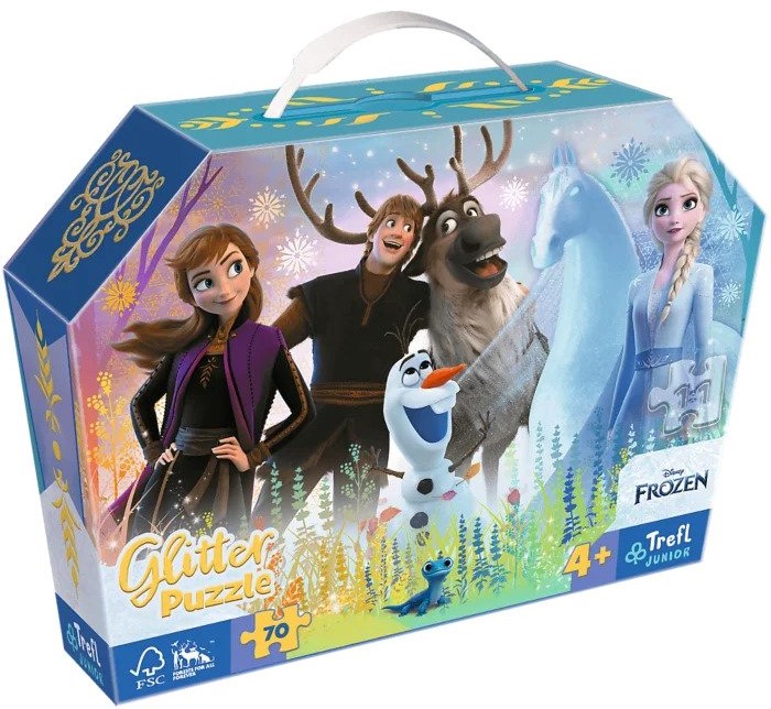 Пъзел Trefl с брокат от 70 части - Приятелство с Елза и Ана