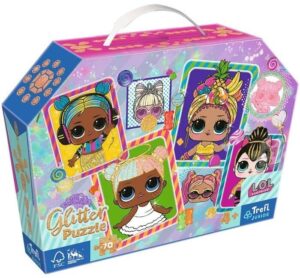 Пъзел Trefl с брокат от 70 части - Цветни кукли
