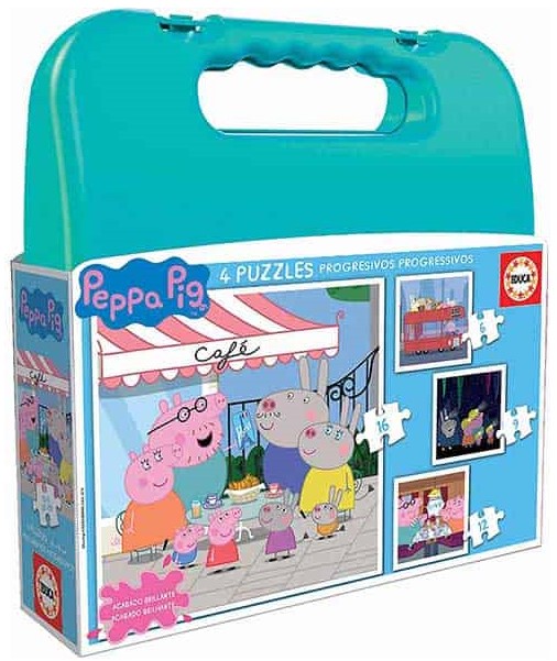 Пъзел в куфарче Educa 4 в 1 - Прасенцето Пепа