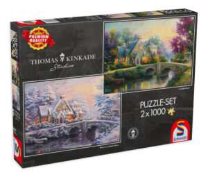 Пъзели Schmidt от 2 x 1000 части - Пролет и зима в имението с лампите, Томас Кинкейд