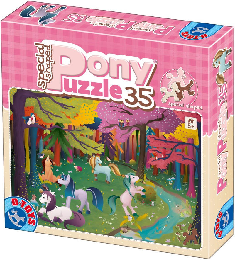 Пъзел D-Toys от 35 части - Понита, в розова кутия