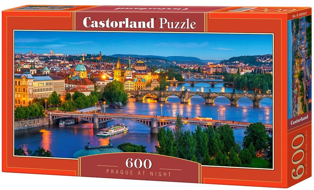 Панорамен пъзел Castorland от 600 части - Прага през нощта