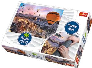 Пъзел Trefl от 1000 части - Балони над Кападокия, с килимче за редене на пъзели