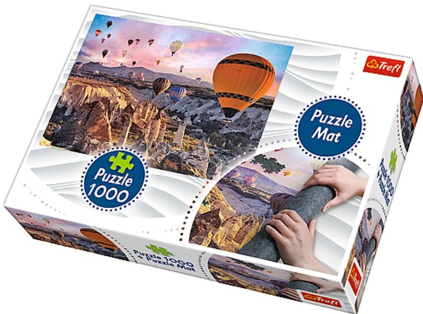 Пъзел Trefl от 1000 части - Балони над Кападокия, с килимче за редене на пъзели