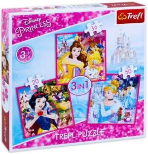 Пъзел Trefl 3 в 1 - Дисни принцеси
