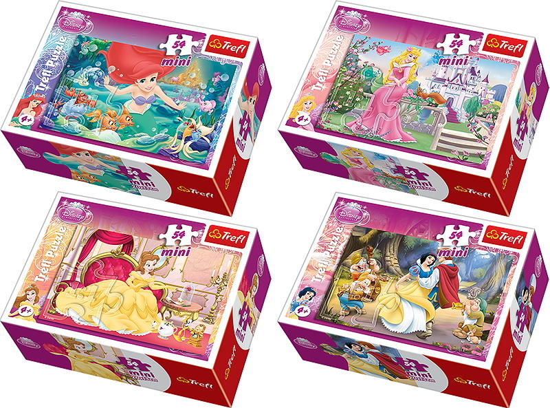 Мини пъзел Trefl от 54 части - Дисни принцеси, асортимент