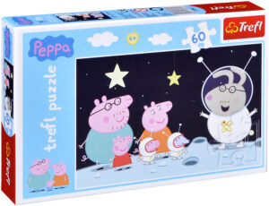 Пъзел Trefl от 60 части - Прасенцето Пепа, пътуване до Луната